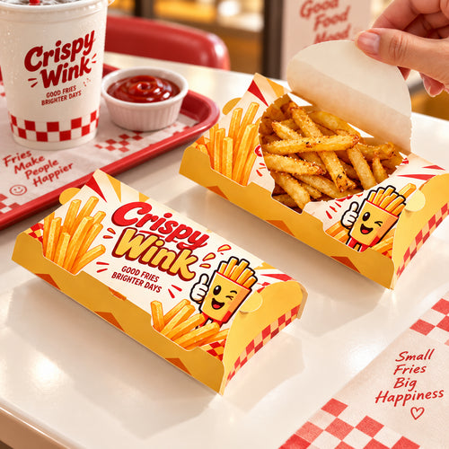 Custom Printed Tear-Open Pillow Fry Boxes