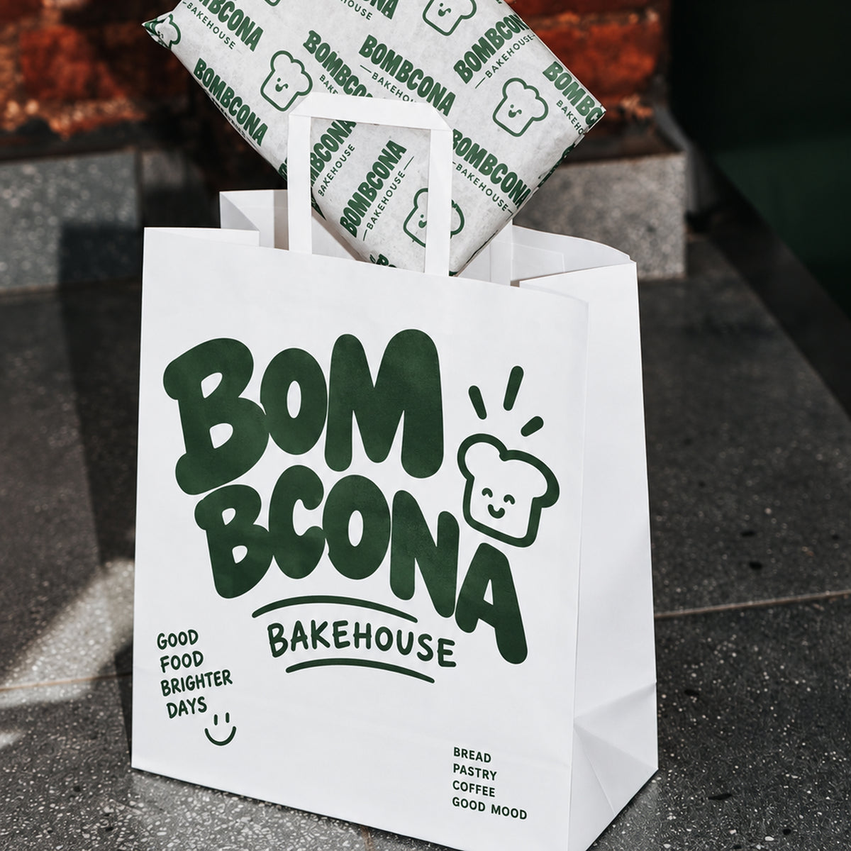 Custom Printed Flat Handle Kraft Takeout Bags