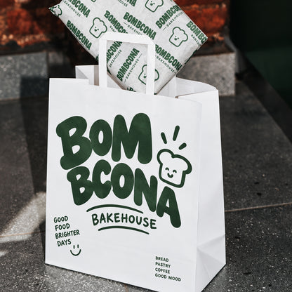 Custom Printed Flat Handle Kraft Takeout Bags