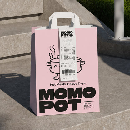 Custom Printed Flat Handle Kraft Takeout Bags