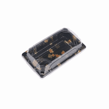 6 5/16" × 3 9/16" Clear Lid Plastic Sushi Trays with Printed Base
