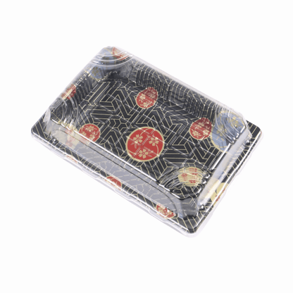 7 3/16" × 5" Clear Lid Plastic Sushi Trays with Printed Base