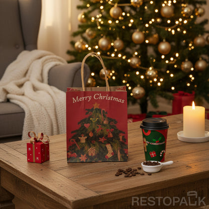 Small Custom Kraft Christmas Tree Gift Paper Bag