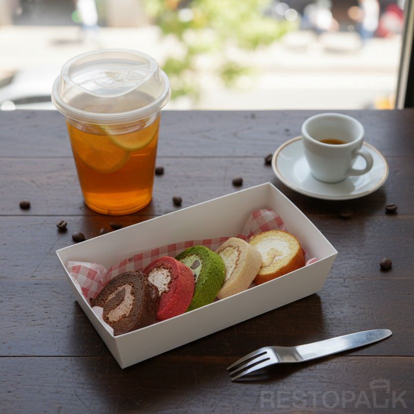 Small Rectangular Cake Bakery Box with Clear PET Lid