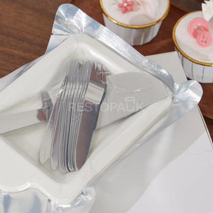 Stainless Steel Cake Cutlery Set – 10 Forks, 10 Plates & Knife