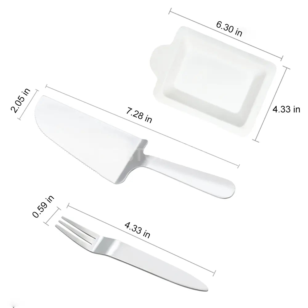 Stainless Steel Cake Cutlery Set – 10 Forks, 10 Plates & Knife