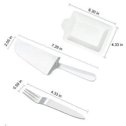 Stainless Steel Cake Cutlery Set – 10 Forks, 10 Plates & Knife