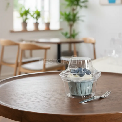 Swirl Dome 1 Compartment Hinged Clear Cupcake Container