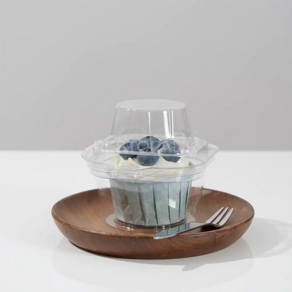 Swirl Dome 1 Compartment Hinged Clear Cupcake Container