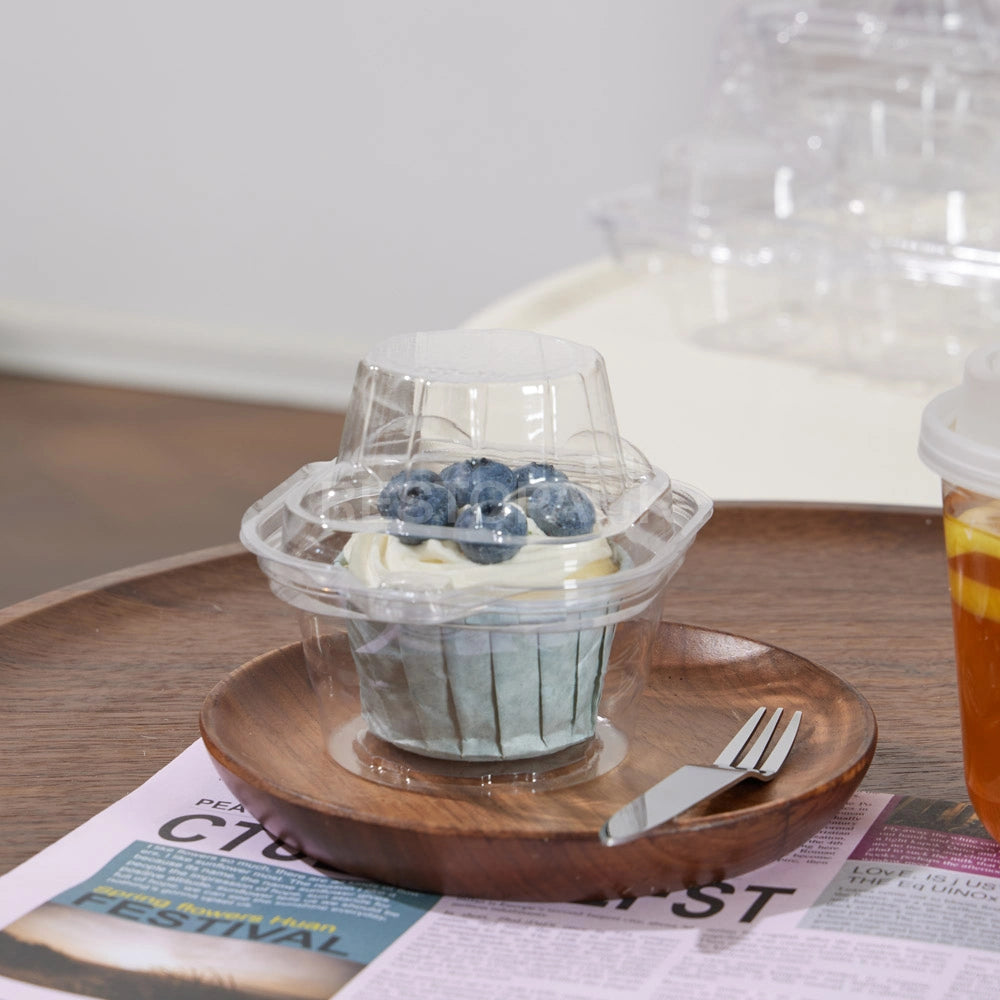 Swirl Dome 1 Compartment Hinged Clear Cupcake Container