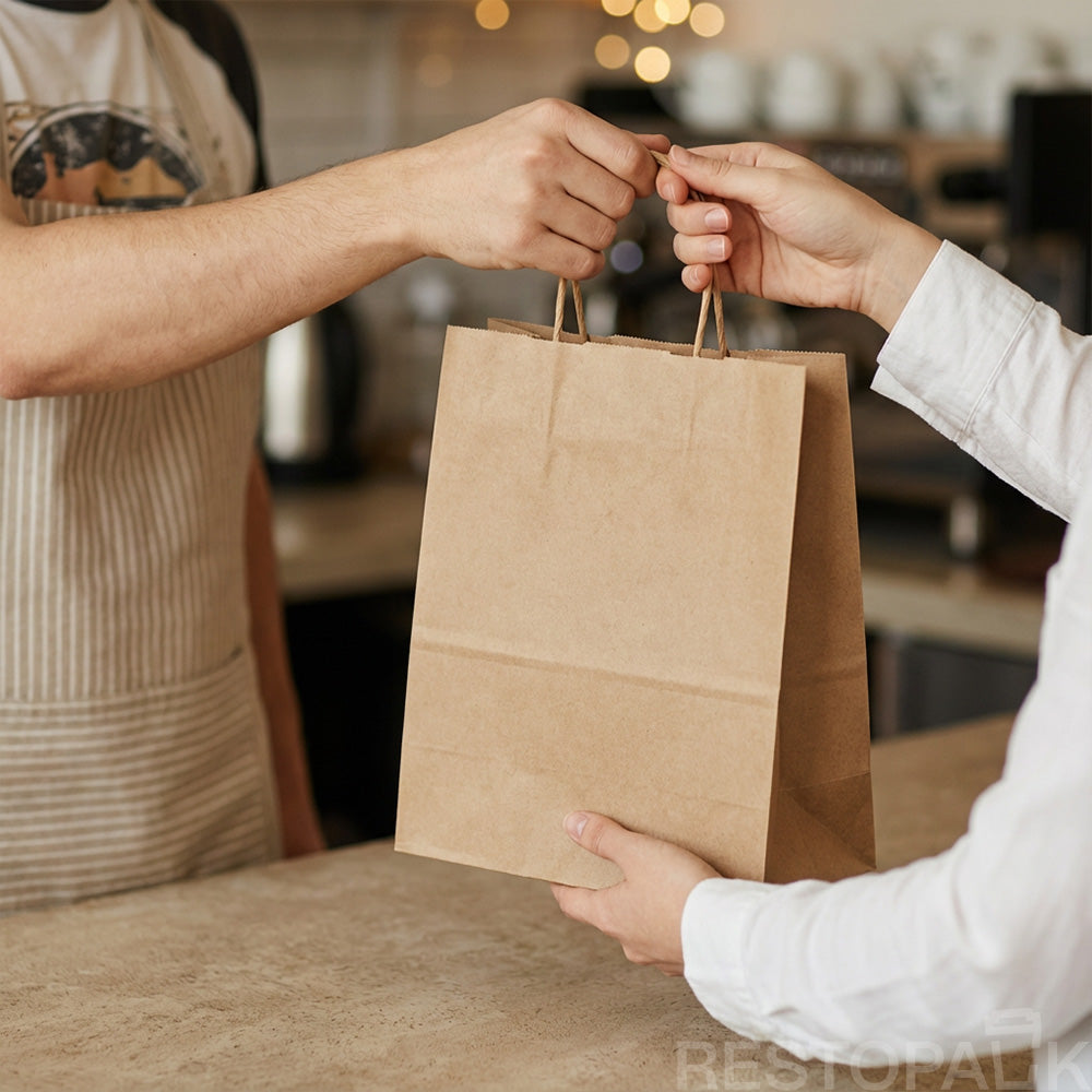 8 1/4" × 4 5/16" × 10 5/8" Tall Brown Kraft Paper Bag with Handles
