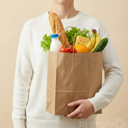 8 1/4" × 4 5/16" × 10 5/8" Tall Brown Kraft Paper Bag with Handles