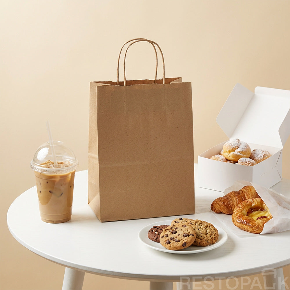 8 1/4" × 4 5/16" × 10 5/8" Tall Brown Kraft Paper Bag with Handles