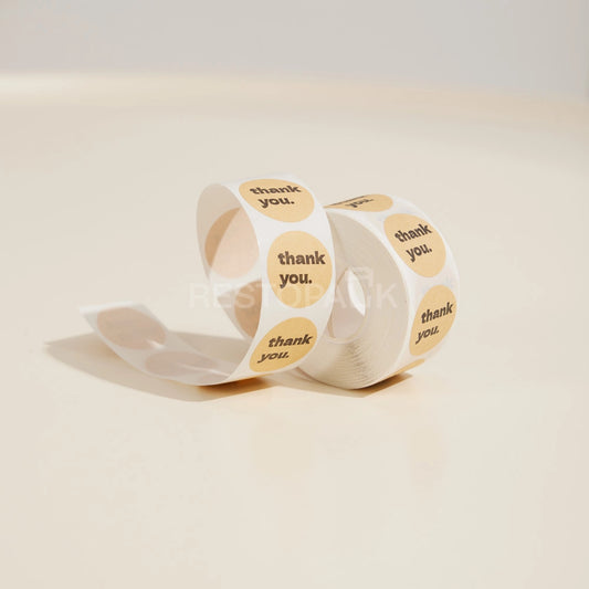 Thank You Lettering Kraft Paper Seal Sticker Roll - 500/Roll