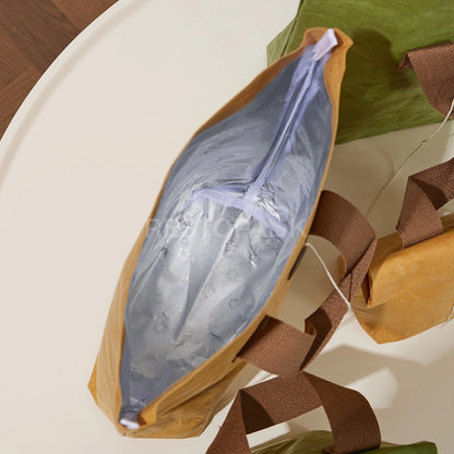 9 1/16" × 3 15/16" × 11 13/16" Tyvek Paper Tote Bag with Handles