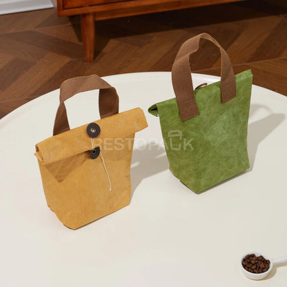 5 5/16" × 3 15/16" × 7 1/2" Tyvek Paper Tote Bag with Handles