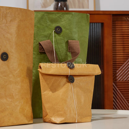 5 5/16" × 3 15/16" × 7 1/2" Tyvek Paper Tote Bag with Handles