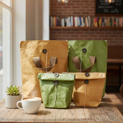 9 1/16" × 3 15/16" × 11 13/16" Tyvek Paper Tote Bag with Handles