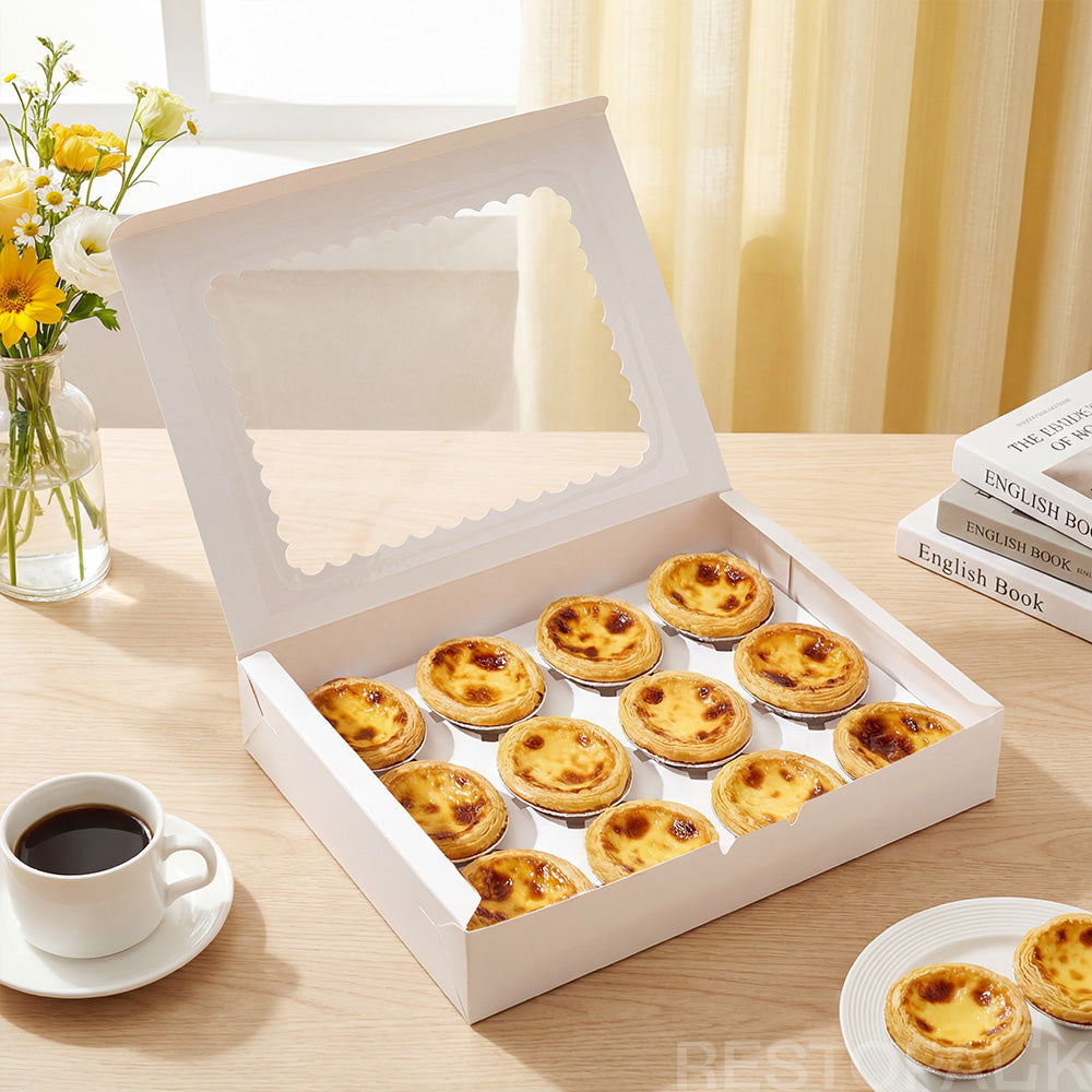 White Window Cupcake / Muffin Box with 12 Slot Insert