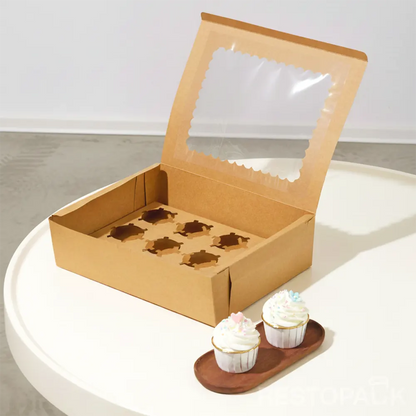 Kraft Window Cupcake / Muffin Box with 12 Slot Insert