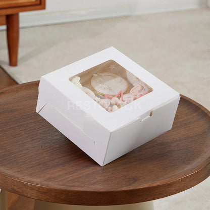White Window Cupcake / Muffin Box with 4 Slot Insert