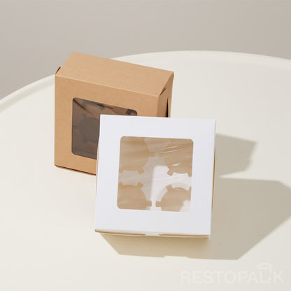 Kraft Window Cupcake / Muffin Box with 4 Slot Insert