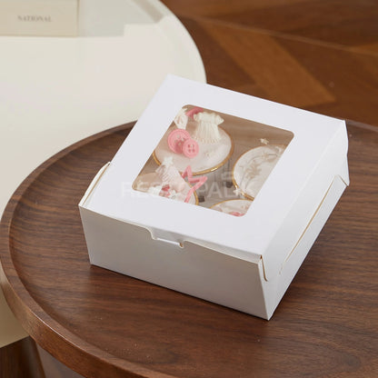 White Window Cupcake / Muffin Box with 4 Slot Insert