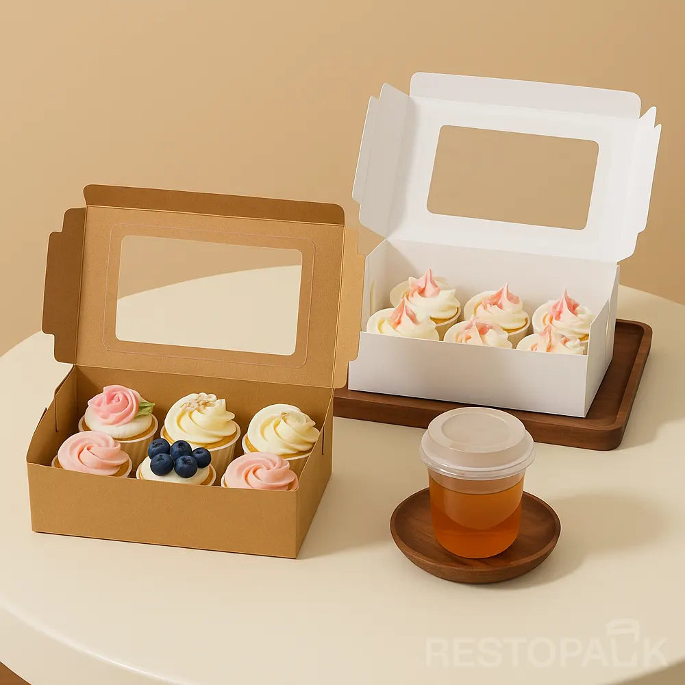 Window Cupcake / Muffin Box with Slot Insert (4/6/12 Cup)