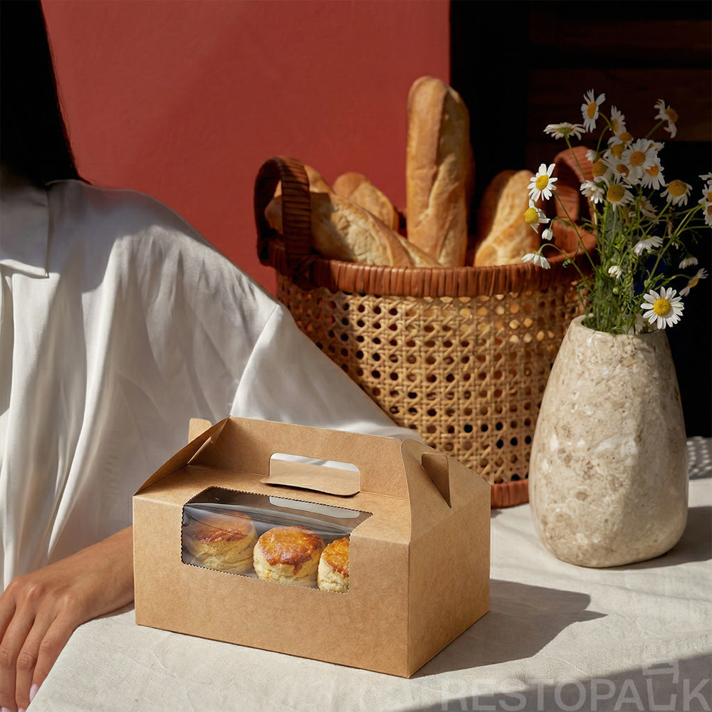 Window Takeout Boxes with Handles (2/6 Slots)