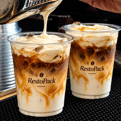 Custom Print Clear PET Plastic Cups with Logo – 98mm Rim