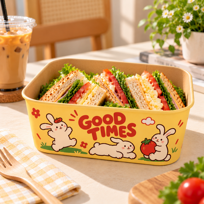 Custom Rectangular Boxes With Lids Printed Disposable Food Packaging Boxes For Takeaway