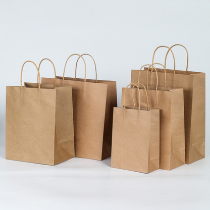 10 3/16" × 4 11/16" × 12 3/16" Tall Brown Kraft Paper Bag with Handles