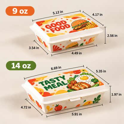 Custom Disposable Rice Box Takeaway Food Container with Logo Printed