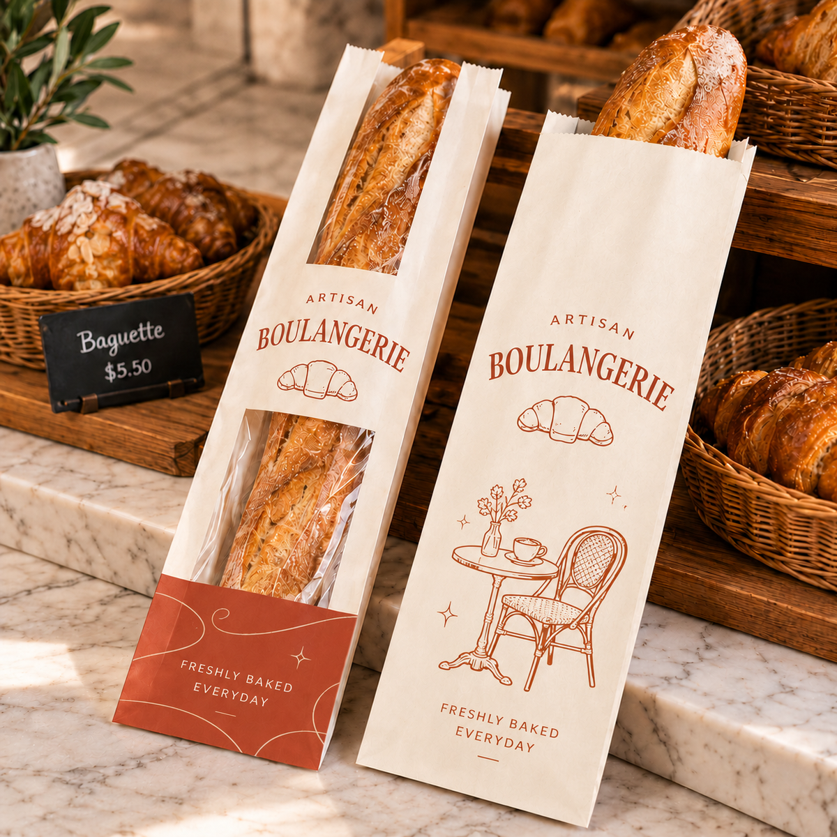 Custom Windowed Baguette Bread Bags