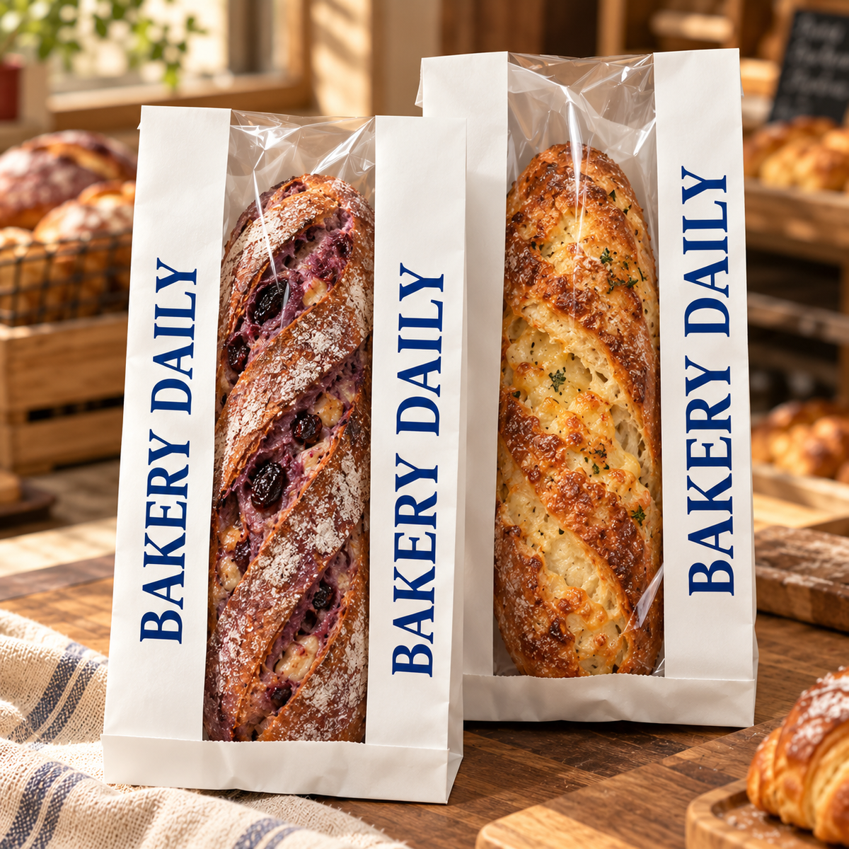 Custom Kraft Bread Bags with Clear Window
