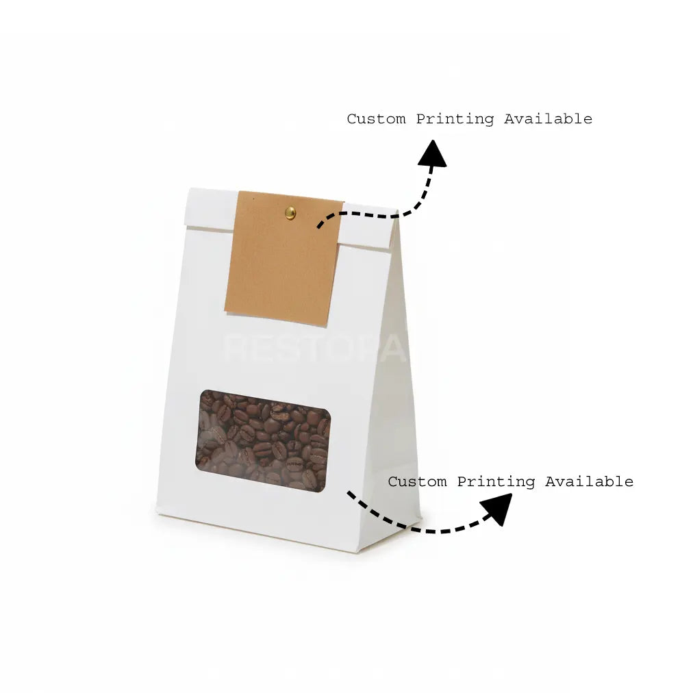 Kraft Paper Window Bags with Customizable Header Card and Snap Closure