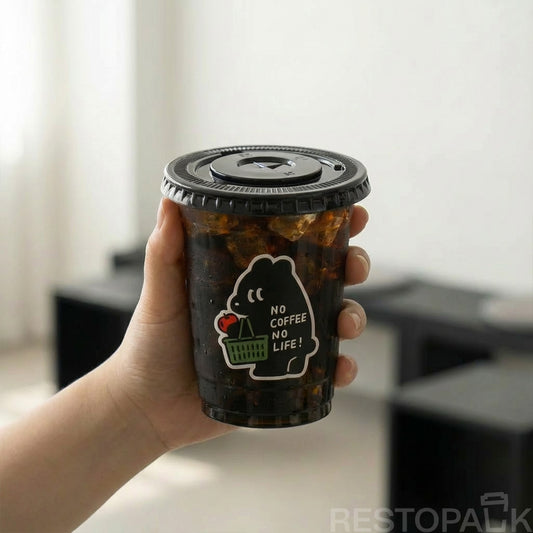 Custom Black Flat-Bottom Cold Drink Cups – Multicolor Printing