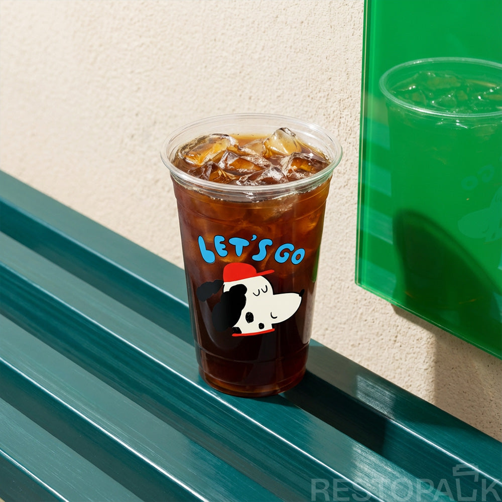 Custom PET Flat-Bottom Cold Drink Cups – Multicolor Printing