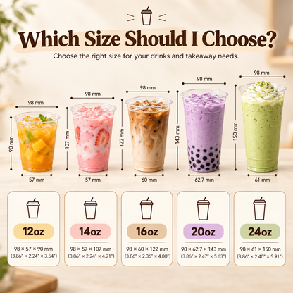 Custom Print Clear PET Plastic Cups with Logo – 98mm Rim
