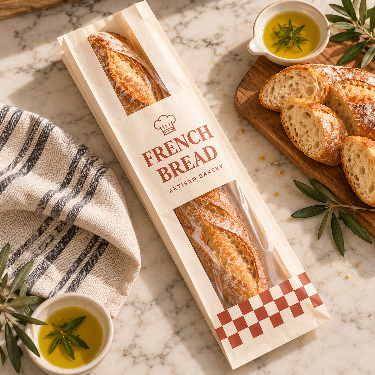 Custom Windowed Baguette Bread Bags