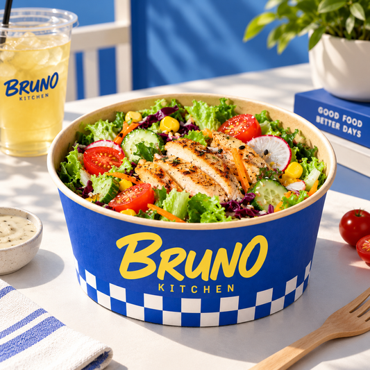 Custom Printed Salad Bowls With Lids Disposable Food Containers
