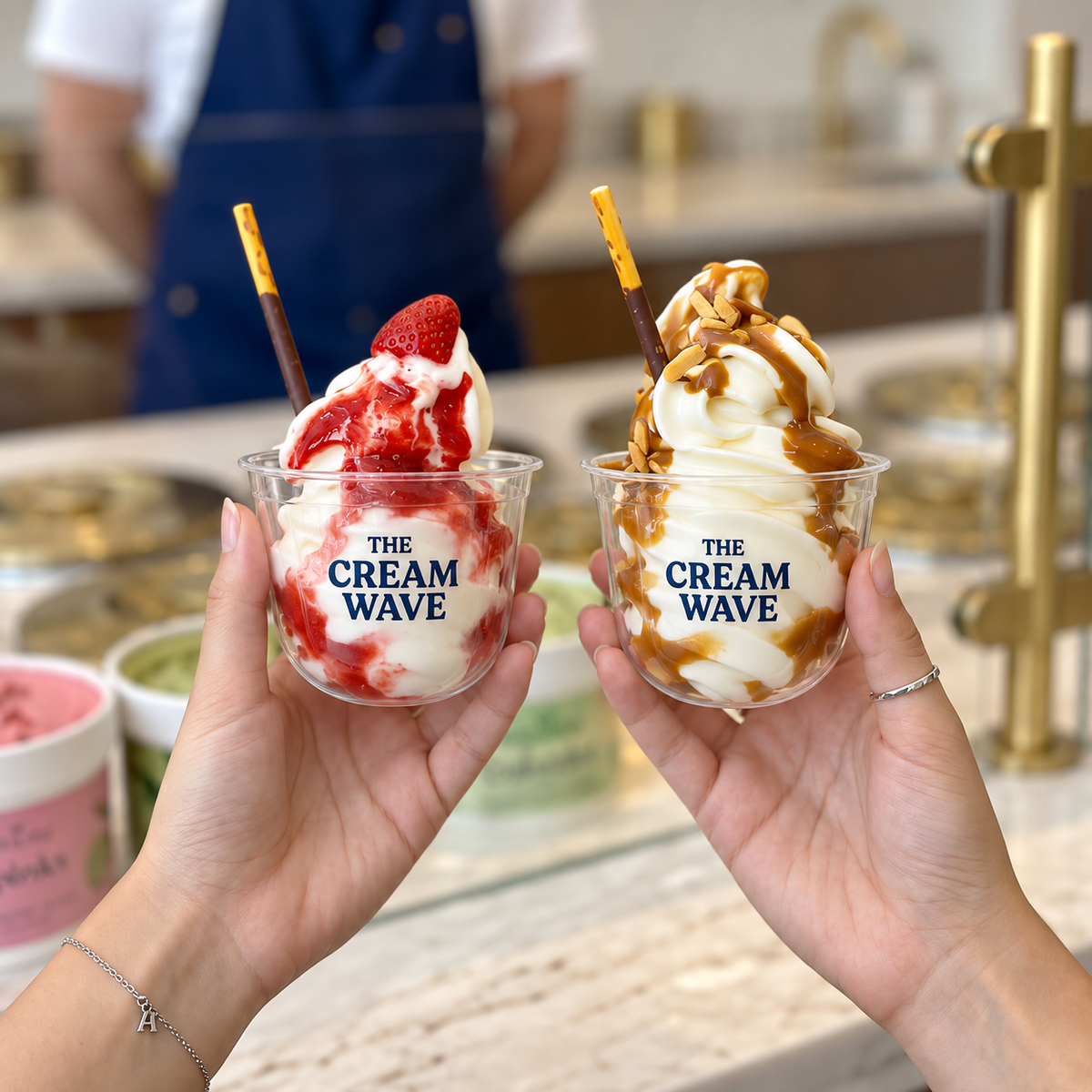 Custom Disposable PET Plastic U-Shaped Ice Cream Cups