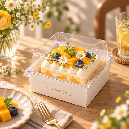 Custom Square Bakery Cake Box with Clear Tall PET Lid