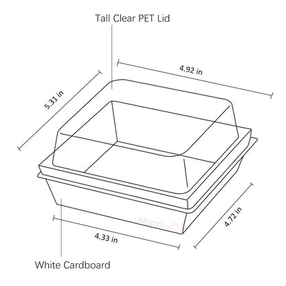 Large Square Cake Bakery Box with Clear PET Lid