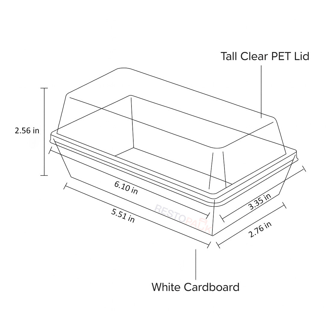 Medium Rectangular Cake Bakery Box with Clear PET Lid