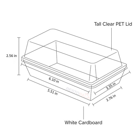 Medium Rectangular Cake Bakery Box with Clear PET Lid