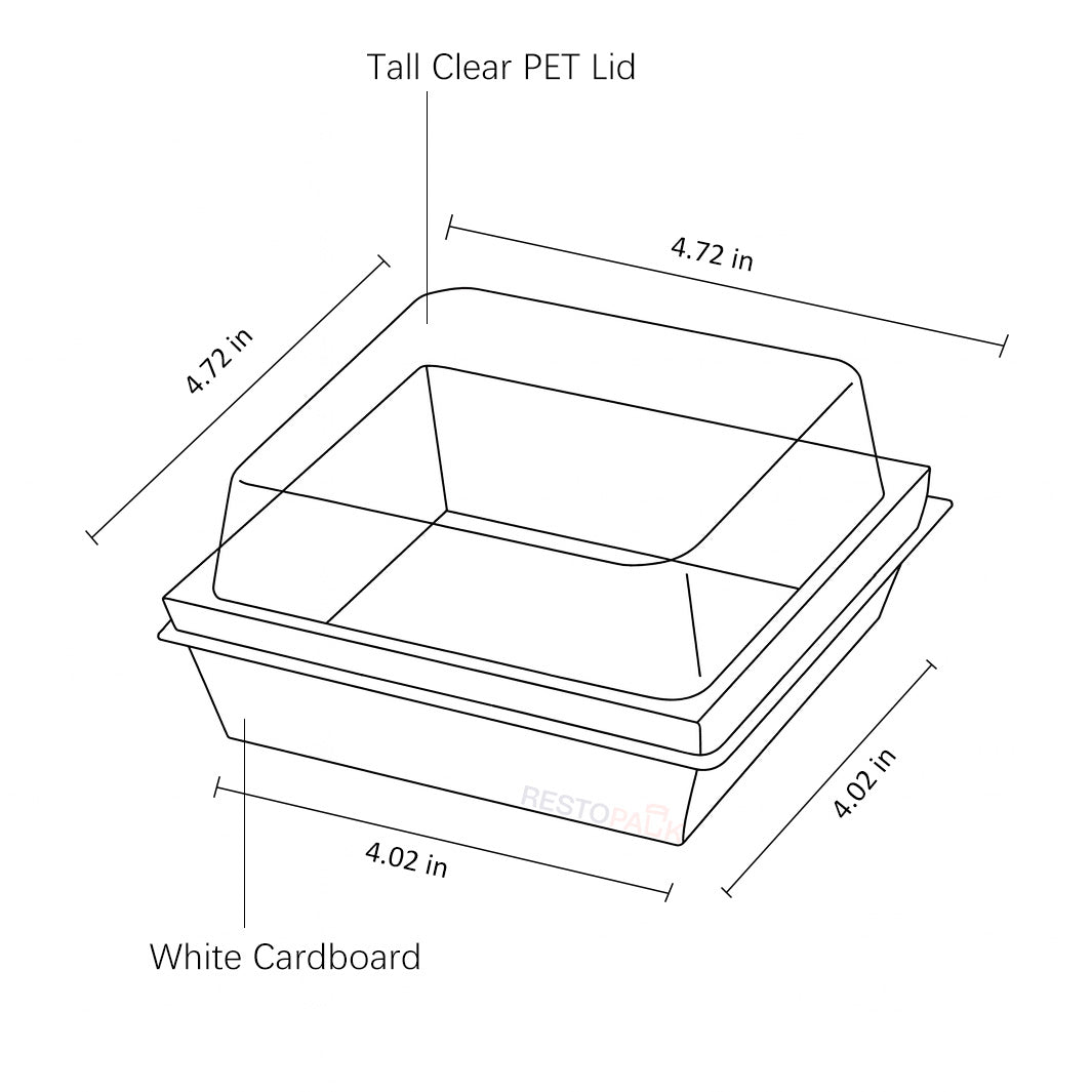 Medium Square Cake Bakery Box with Clear PET Lid