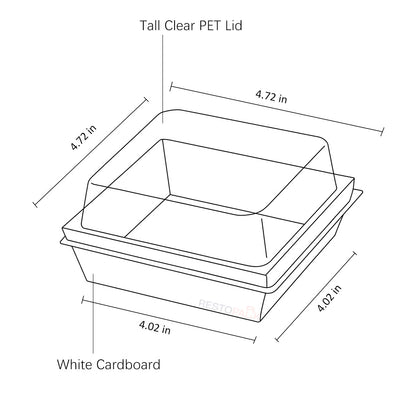 Medium Square Cake Bakery Box with Clear PET Lid