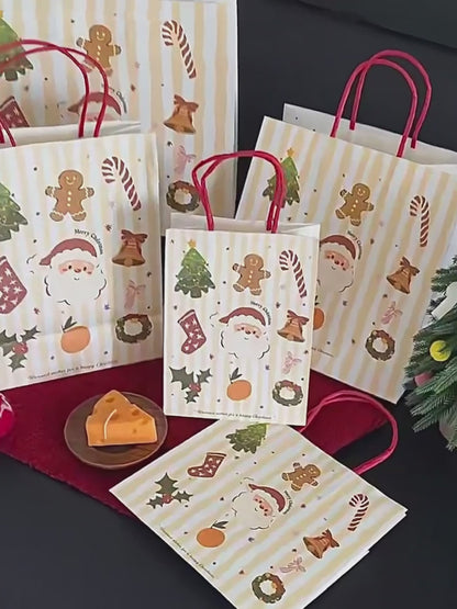 Handheld Christmas Gingerbread Man Kraft Paper Bakery Bags