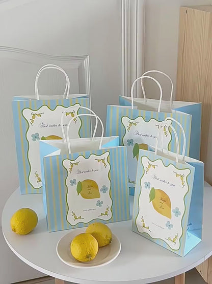 Handheld Lemon Letter Kraft Paper Bakery Bags